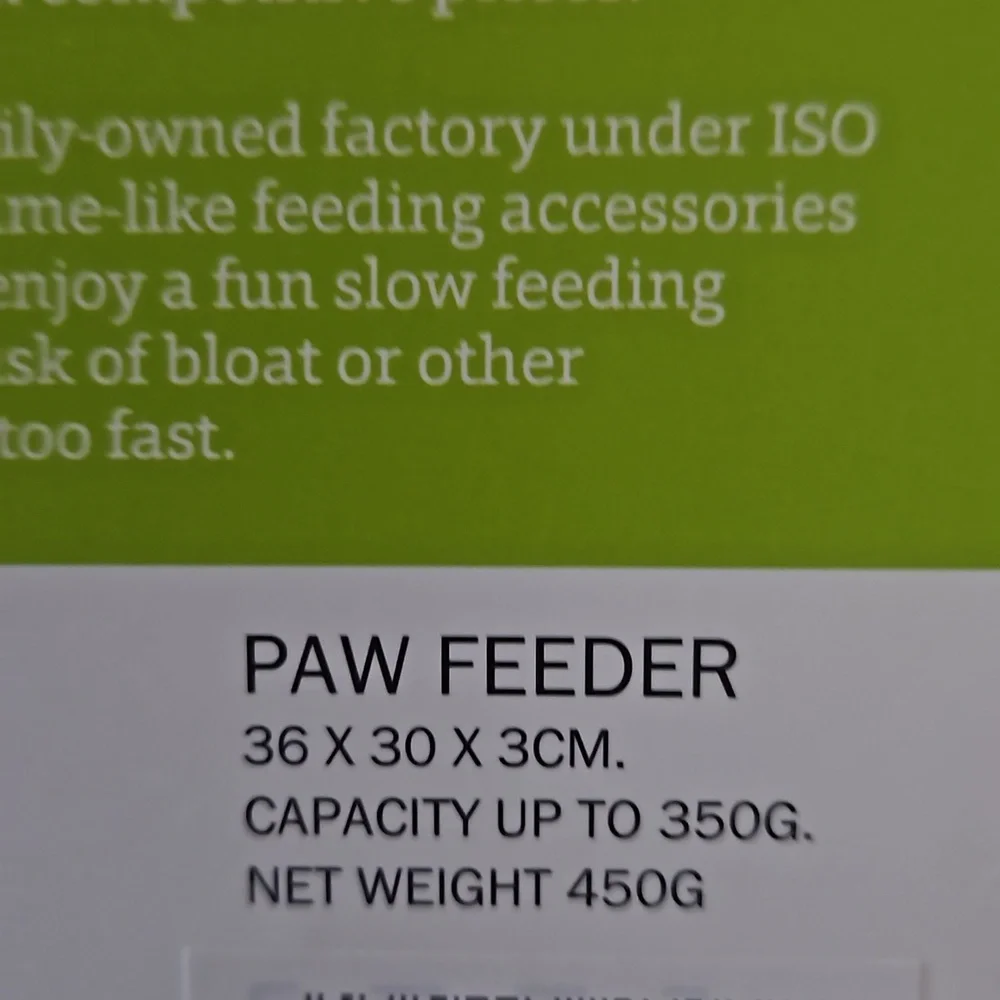 Pet Dream House NWT Green Dog Paw Slow Feeder Anti Skid Rings Dishwasher Safe